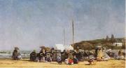 Eugene Boudin The Beach at Trouville oil painting reproduction